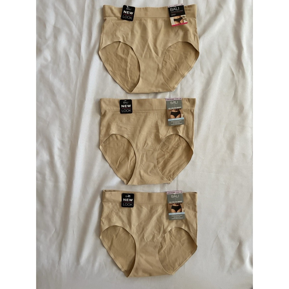 NEW Bali Comfort Revolution Modern Seamless Brief Tan Panty 3 Pair Medium DFMSBF